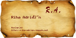 Riha Adrián névjegykártya
